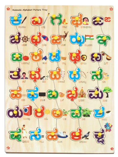 Skillofun Kannada Alphabet Puzzle with Picture and Knobs, 8907030004935